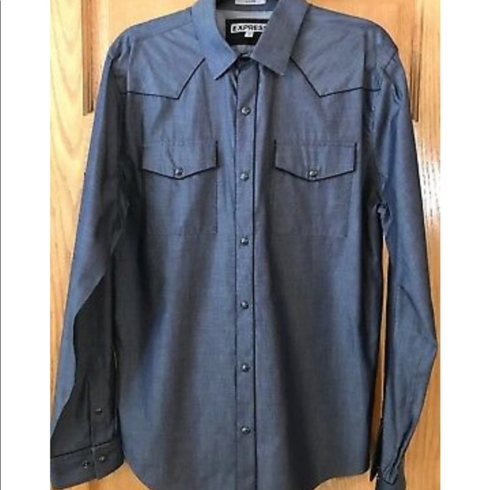 Express western cotton fitted button snap shirt